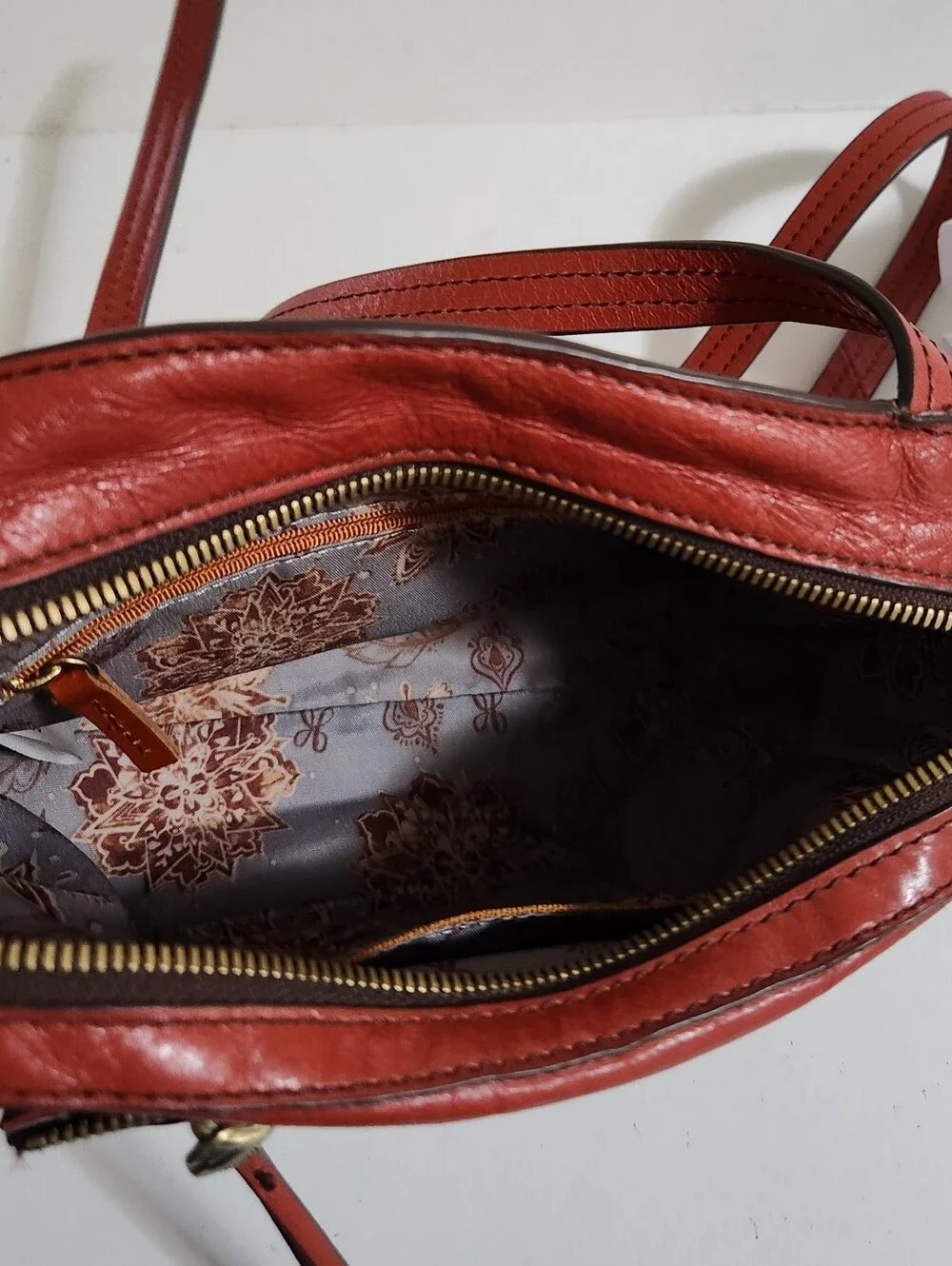 HOBO HUNTER CROSSBODY LEATHER BAG COLOR TOMATO/REDDISH ORANGE